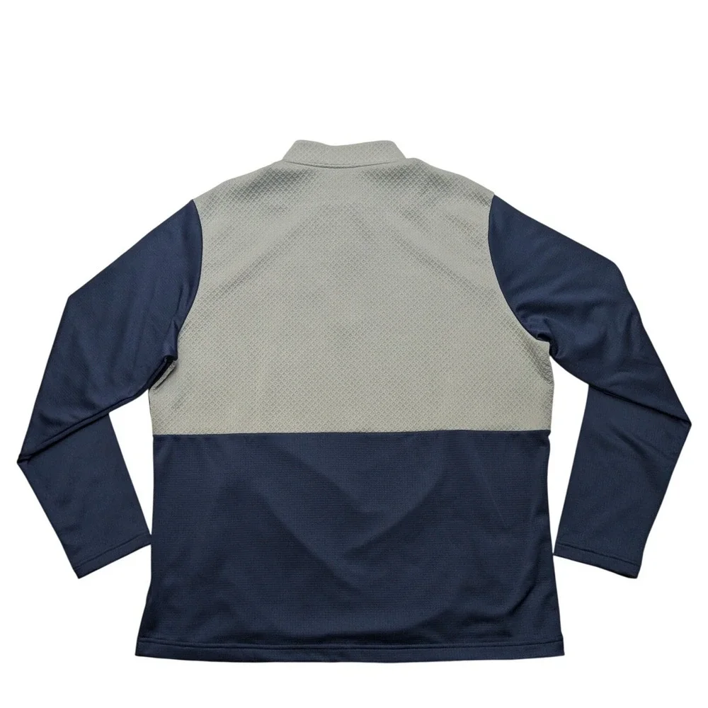 NWT Adidas Pullover Men XL Navy Blue Grey Quarter Zip Primegreen Colorblock Logo